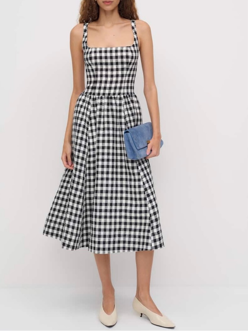 Reformation Janu Linen Dress In Park Check, NWOT, NEVER WORN, NO FLAWS.